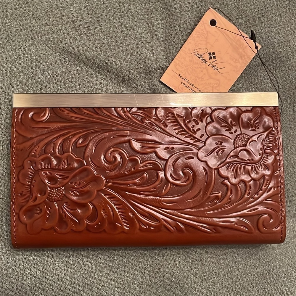 Brand New Patricia Nash Genuine Tooled Leather Cauchy Large Florence Wallet RFID - Picture 5 of 15